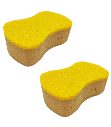 Tradineur - Pack de 2 esponjas ovaladas para coche, lavado y cuidado de carrocería, cristales, llantas, espuma de alta densidad, no raya, limpieza total - 19 x 11,5 x 6 cm