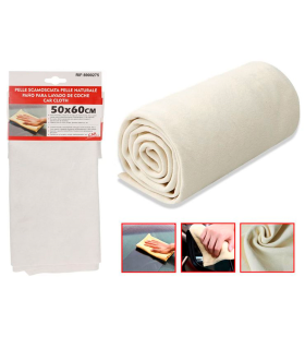 Tradineur - Pack de 2 bayetas de cuero natural de ante para coche, superficie extra suave, limpieza interior, lavado exterior de vehículos, ventanillas, volante, tapicería, 50 x 60 cm