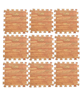 Tradineur - Pack de 9 baldosas de goma eva, grosor de 1 cm, esterilla, puzzle para suelo de gimnasio, fitness, yoga, alfombrilla de protección espuma (Imitación madera, 30 x 30 cm)