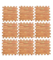 Tradineur - Pack de 9 baldosas de goma eva, grosor de 1 cm, esterilla, puzzle para suelo de gimnasio, fitness, yoga, alfombrilla de protección espuma (Imitación madera, 30 x 30 cm)