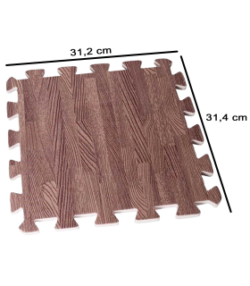 Tradineur - Pack de 9 baldosas de goma eva, grosor de 1 cm, esterilla, puzzle para suelo de gimnasio, fitness, yoga, alfombrilla de protección espuma (Imitación madera oscura, 32 x 32 cm)