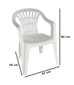 Tradineur - Silla de plástico apilable con reposabrazos para exterior, silla ergonómica de polipropileno, cómoda, ligera y resistente, jardín, terraza, patio, hogar (Blanco, 80 x 57 x 56 cm)