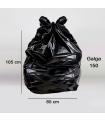 Tradineur - Pack de 10 bolsas de basura, galga 150, plástico reciclado, resistentes y antigoteo, ecológicas, reciclables, aptas para cubos de basura (Negro, 85 x 105 cm)