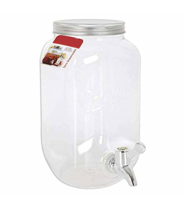 Tarro dispensador de bebidas de plástico con tapa y grifo de 8 litros. Botella con grifo, garrafa, 32 x 15 cm