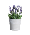 Planta artificial de lavanda con maceta imitación piedra, de 21 x 10 x 10 cm, especial para decoración. Accesorio decorativo para hogar u oficina, imitación de flor de lavanda, de plástico