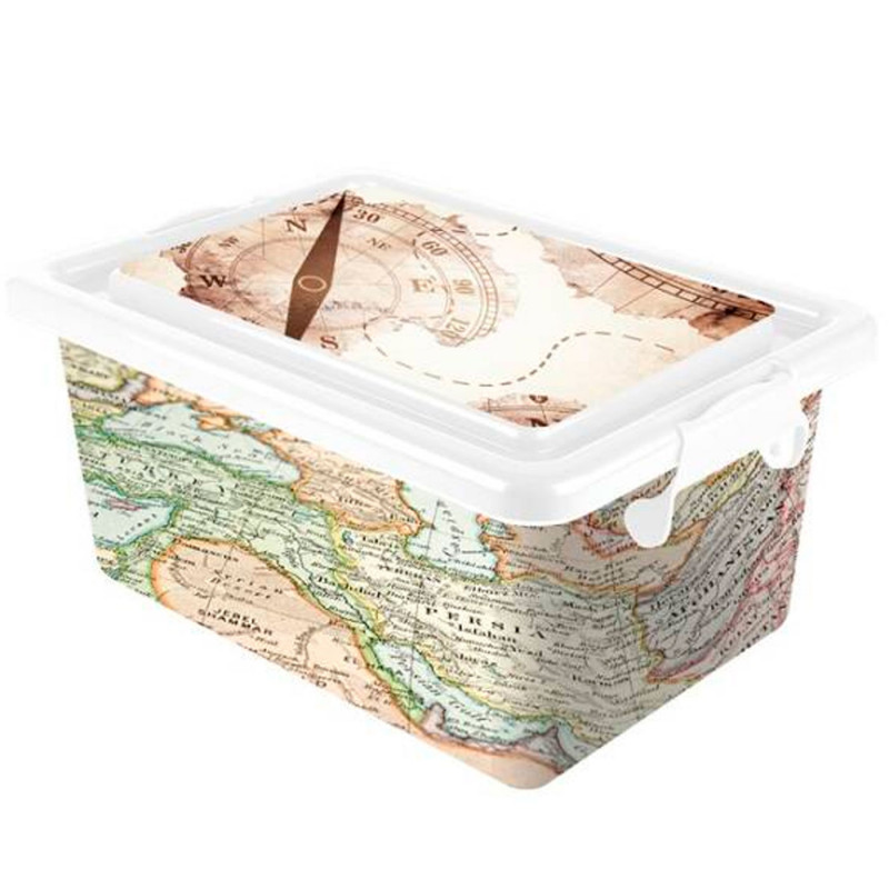 Tradineur - Caja de plástico con tapa y cierres laterales clip, cajón de almacenaje multiusos, ordenación, objetos, hogar, fabri Tradineur - Caja de plástico con tapa y cierres laterales clip, cajón de almacenaje multiusos, ordenación, objetos, hogar, fabri
