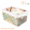 Tradineur - Caja de plástico con tapa y cierres laterales clip, cajón de almacenaje multiusos, ordenación, objetos, hogar, fabri