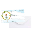 Tradineur - Set de 10 invitaciones para Primera Comunión con sobre, papel, amigos, familia, fiestas, celebraciones religiosas (Niño, 16 x 8,5 cm)