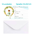 Tradineur - Set de 10 invitaciones para Primera Comunión con sobre, papel, amigos, familia, fiestas, celebraciones religiosas (Niño, 16 x 8,5 cm)