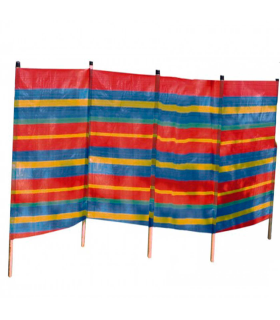 Paravientos para playa 400 x 120 cm, estampado. Protector de viento de rafia 4 paneles y 5 estacas, playa, acampada, camping y jardín