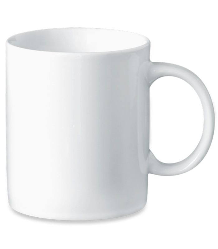 Tradineur - Taza de cerámica, tazón desayuno, café, infusiones, diseño clásico, apta para lavavajillas y microondas (Blanco - 330 ml - 9,2 x 8 cm)