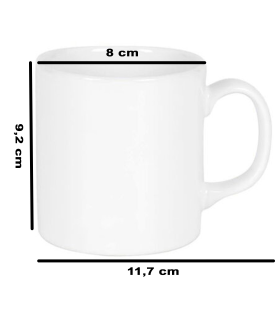 Tradineur - Taza de cerámica, tazón desayuno, café, infusiones, diseño clásico, apta para lavavajillas y microondas (Blanco - 330 ml - 9,2 x 8 cm)