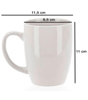 Tradineur - Pack de 6 tazas de cerámica, tazón desayuno, café, infusiones, diseño clásico, resistente y duradera, aptas para lavavajillas y microondas (360 ml - 11 x 8,5 cm)