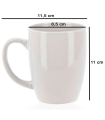 Tradineur - Pack de 6 tazas de cerámica, tazón desayuno, café, infusiones, diseño clásico, resistente y duradera, aptas para lavavajillas y microondas (360 ml - 11 x 8,5 cm)