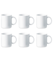 Tradineur - Pack de 6 tazas de cerámica, tazón desayuno, café, infusiones, diseño clásico, aptas para lavavajillas y microondas (Blanco - 330 ml - 9,2 x 8 cm)