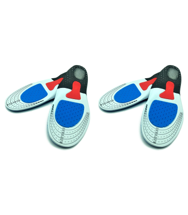 Tradineur - Pack de 2 pares de plantillas para zapatos deportivos - Fabricado en espuma moldeable y talón de gel - Inserciones de zapatos para caminar y trotar - Talla 40-46 - Color Aleatorio