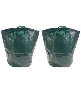 Tradineur - Pack de 2 Bolsas/Sacos para Jardín - Fabricado en Plástico - Ideal para ahorrar espacio en tu jardín - Capacidad de 120 L - Ø 45 x 75 cm - Color Verde