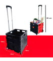 Tradineur - Carro con caja plegable y ruedas, mango telescópico, plástico y aluminio, carrito de la compra, transporte, maletero, máximo 25 kg (Rojo y negro - 98 x 42 x 40 cm)