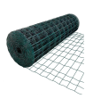 Tradineur - Rollo de malla metálica plastificada cuadrada verde 1,5 x 5 m, valla, cierre de alambre, mallado 25 x 25 mm, grosor 1 mm, ideal para cercar jardines, gallineros, fincas, alta resistencia