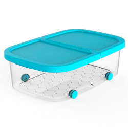 Tradineur - Caja de almacenamiento con ruedas y tapa con doble abertura, plástico, contenedor, juguetes, libros, ropa, mantas, f