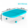 Tradineur - Caja de almacenamiento con ruedas y tapa con doble abertura, plástico, contenedor, juguetes, libros, ropa, mantas, f