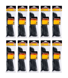 Tradineur - Pack de 400 bridas de nylon, bridas universales para organización de cables, reutilizables, resistentes a UV y tracción, interior y exterior (Negro - 3,6 x 200 mm)