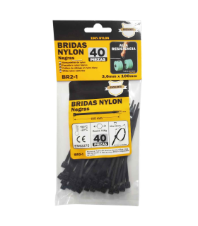 Tradineur - Pack de 400 bridas de nylon, bridas universales para organización de cables, reutilizables, resistentes a UV y tracción, interior y exterior (Negro - 3,6 x 100 mm)