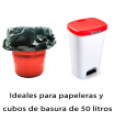 Tradineur - Pack de 15 bolsas de basura de plástico reciclado resistentes y antigoteo para papeleras y cubos de basura (Negro, 50 litros, 70 x 75 cm)