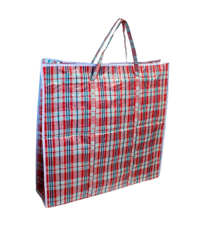 Bolsa plástica de almacenaje 85 x 60 x 30 cm, diseño a cuadros con cremallera y asas  bolsa reutilizable con cierre para mudanza, almacenamiento ropa, juguetes, mantas, color aleatorio