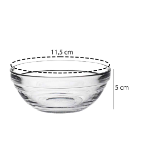 Tradineur - Bol de vidrio, capacidad  310 ml, cuenco apilable, mezclas, cocina, repostería, ensaladas, dimensiones 5 x 11,5 cm (altura x diametro)