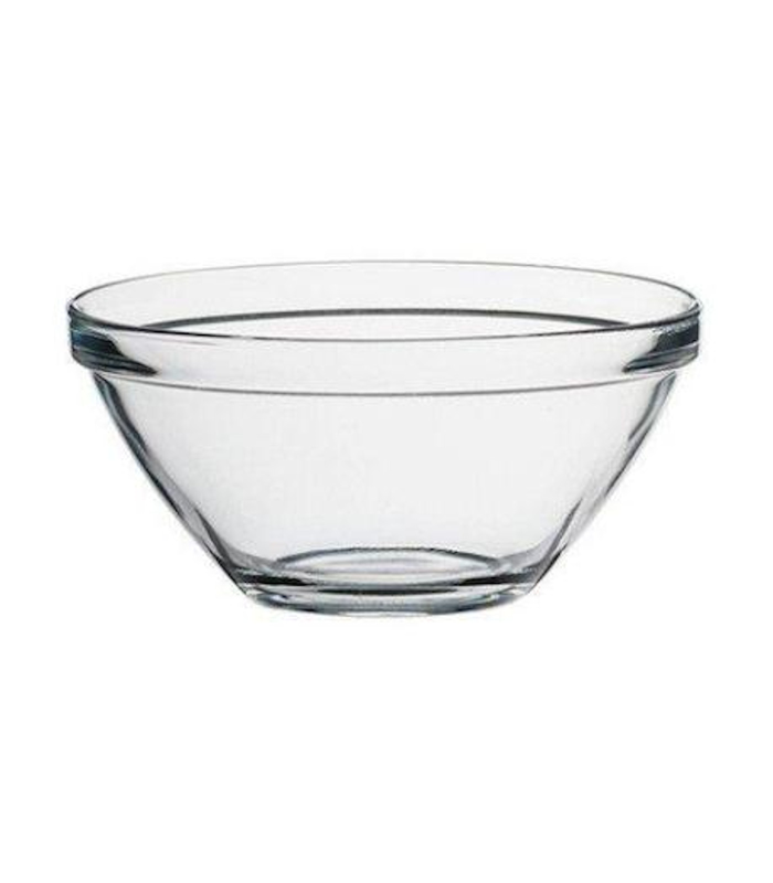 Tradineur - Cuenco redondo de vidrio, bol para mezclar, ensaladera apilable, apto para microondas y lavavajillas, cocina - 26 x 13 cm