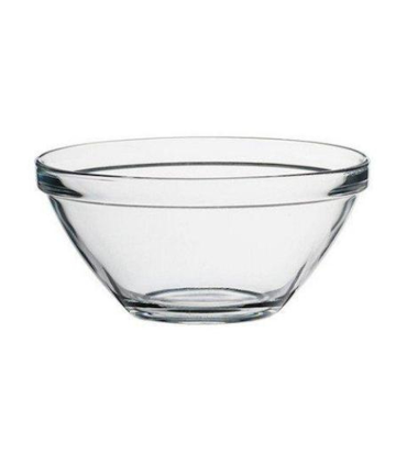 Tradineur - Cuenco redondo de vidrio, bol para mezclar, ensaladera apilable, apto para microondas y lavavajillas, cocina - 26 x 13 cm