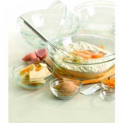 Tradineur - Cuenco redondo de vidrio, modelo Lys, bol para mezclar, ensaladera apilable, apto para microondas y lavavajillas, co