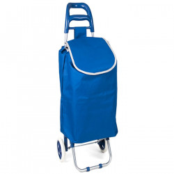 Tradineur - Carro de la compra plegable, 2 ruedas grandes, poliéster y metal, trolley, ligero y resistente - 33 litros - 95 x 36