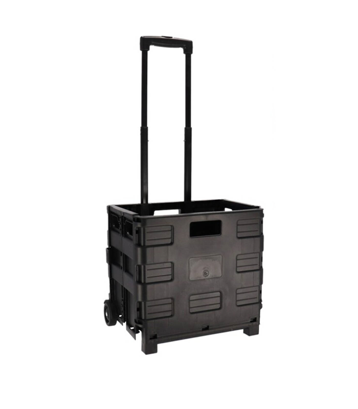 Carro con caja plegable de 83,5 x 38 x 30 cm con 2 ruedas y cuerda, Plataforma de transporte plegable de metal para mover productos pesados. Carretilla de mano para viajes