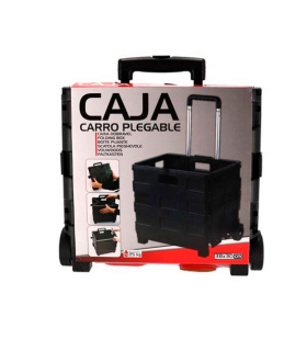 Carro con caja plegable de 83,5 x 38 x 30 cm con 2 ruedas y cuerda, Plataforma de transporte plegable de metal para mover productos pesados. Carretilla de mano para viajes