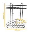 Tradineur - Estantería de baño de metal para esquina, 2 niveles, rinconera de ducha para colgar pared, esquinera, organizador de productos de higiene (Negro - 29,6 x 24 x 17,6 cm)