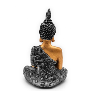 Tradineur - Figura de Buda sentado "Namaskara Mudra", estatua decorativa de resina, regalo original, meditación, relajación, 19 x 12,5 x 8 cm