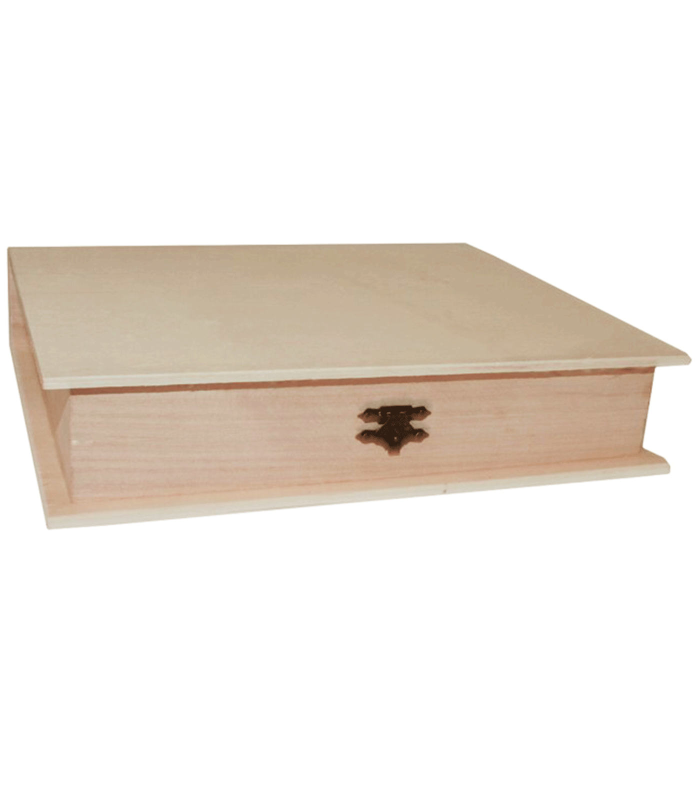 Caja para decoración con forma de libro de 4,6 x 24,7 x 18,6 cm, de madera sin tratar. Libro para almacenamiento con cierre de tipo cofre en color bronce perfecta para el hogar.