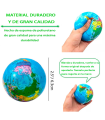 Tradineur - Pelota antiestrés, diseño del mundo, poliuretano blando, bola calmante para aliviar el estrés, planeta Tierra, regalo original, Ø 6,3 cm