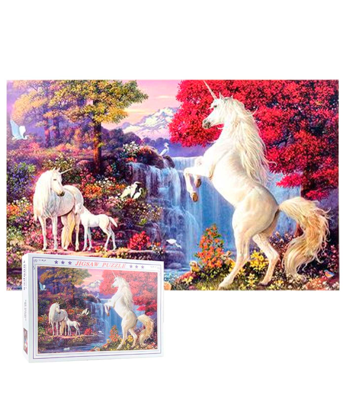 Tradineur - Puzzle/Rompecabezas de 1000 piezas - Diseño Unicornios - Fabricación en España - Rompecabezas para toda la familia - 75 x 50 cm