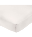 Tradineur - Sábana bajera ajustable de 50% algodón y 50% poliéster para cama de 105, especial pieles sensibles, suave y transpirable (Blanco - 1,05 x 200 cm)