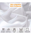 Tradineur - Sábana bajera ajustable de 50% algodón y 50% poliéster para cama de 105, especial pieles sensibles, suave y transpirable (Blanco - 1,05 x 200 cm)