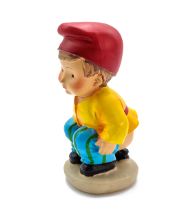 Tradineur - Figura de caganer catalán para Belén - Estilo naïf - Marmolina - Adorno divertido para nacimiento, Navidad, decoración tradicional, 9 x 4,5 x 4,5 cm