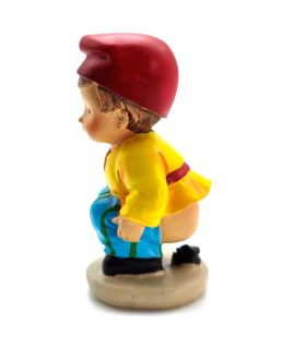 Tradineur - Figura de caganer catalán para Belén - Estilo naïf - Marmolina - Adorno divertido para nacimiento, Navidad, decoración tradicional, 9 x 4,5 x 4,5 cm