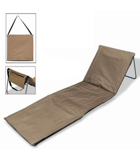 Tradineur - Esterilla de playa abatible, tumbona con respaldo reclinable, incluye bolsillo y correa, plegable, portátil, ligera y resistente, piscina, picnic, camping, jardín (Topo, 170 x 54 x 35 cm)