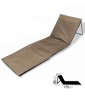 Tradineur - Esterilla de playa abatible, tumbona con respaldo reclinable, incluye bolsillo y correa, plegable, portátil, ligera y resistente, piscina, picnic, camping, jardín (Topo, 170 x 54 x 35 cm)