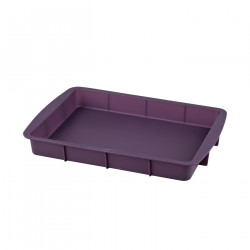 Tradineur - Fuente para horno rectangular de silicona, bandeja para horno, color violeta, 4 x 32.5 x 23 cm