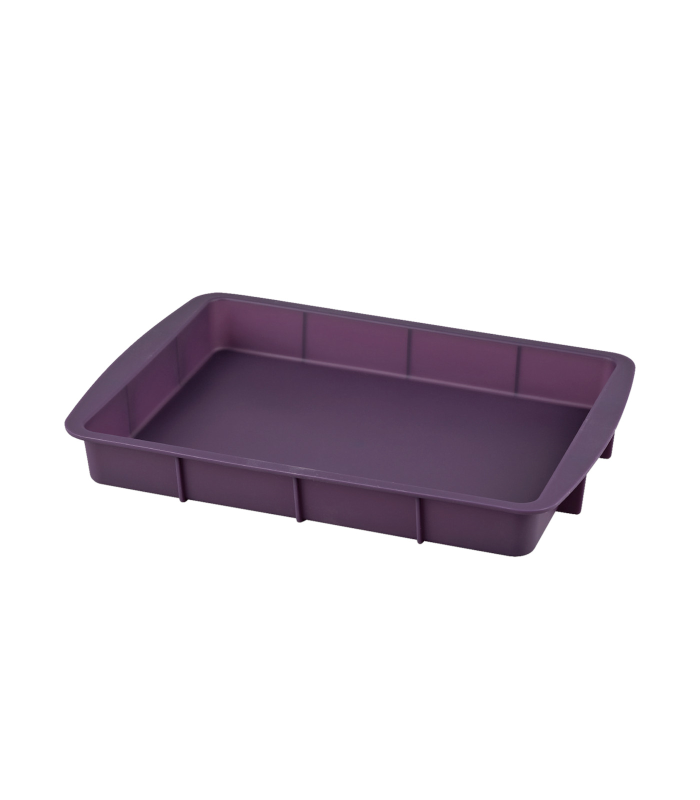 LifeStyle - Fuente para horno rectangular de silicona, bandeja para horno, color violeta, 4 x 32.5 x 23 cm