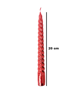 Tradineur - Pack de 6 velas en espiral, cirios de mesa alargados, cera y mecha de algodón, rituales y ceremonias, decoración, Navidad, fiestas, bodas (Rojo, 20 cm)